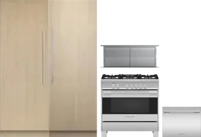 5 Piece Package Includes Refrigerator, Freezer, Range, Hood And Dishwasher